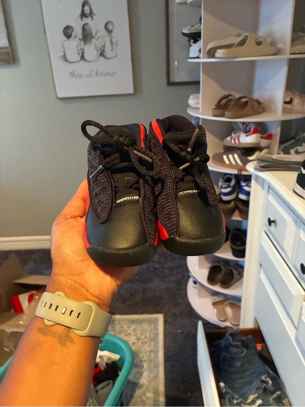 Jordan Kids Black and Red Sneakers